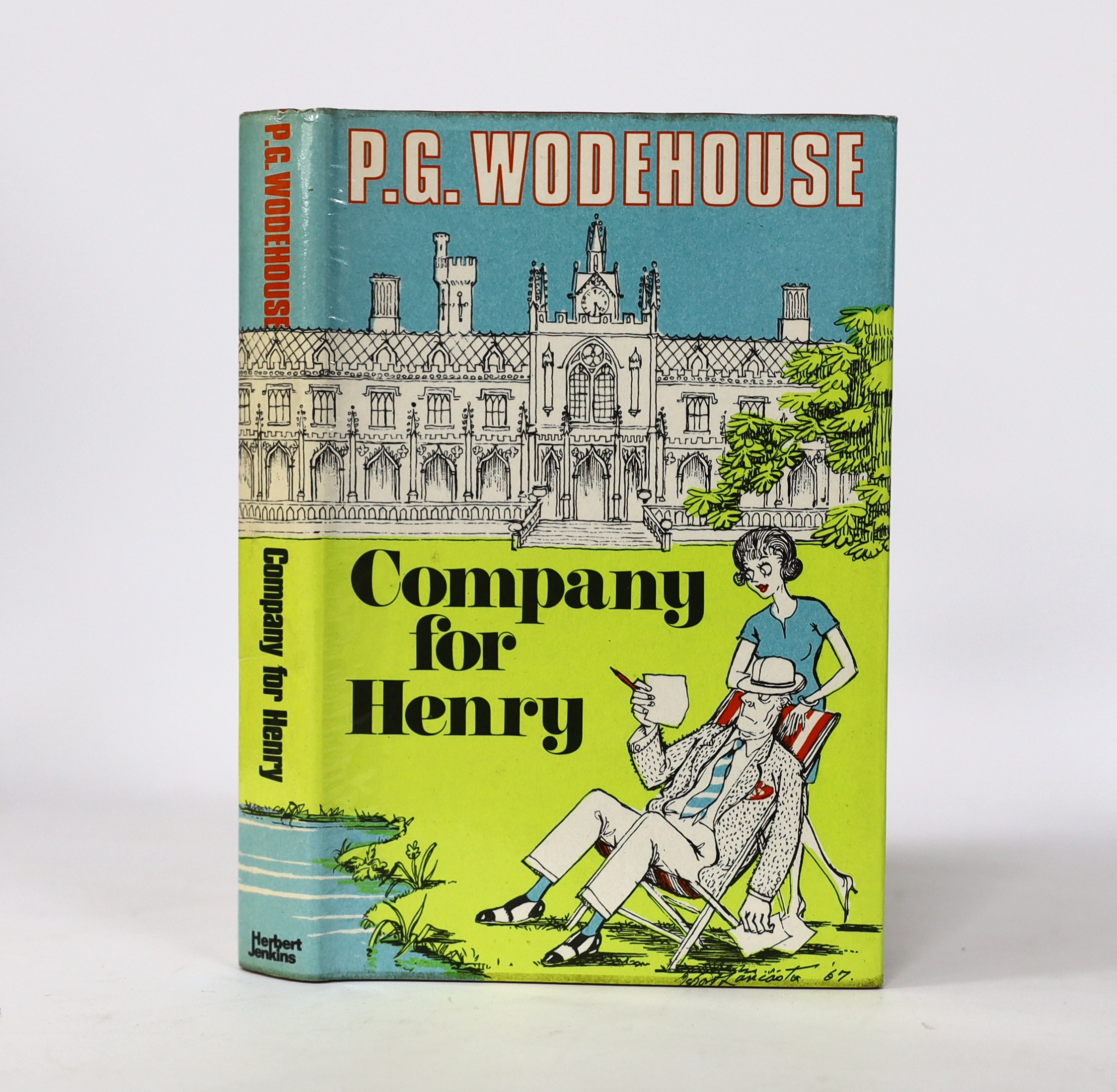 Wodehouse, P.G. - Company for Henry. Ist Edition. half title; publisher's cloth and d/wrapper. 1967; accompanied with a contemporary 19 line t.l.s from the author replying to one from an English devotee of his books; on